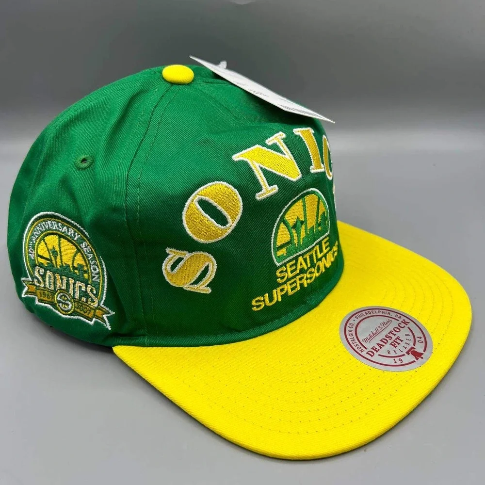 Seattle Supersonics‎ Hat Men Green Yellow Mitchell & Ness Snap Back Cap New